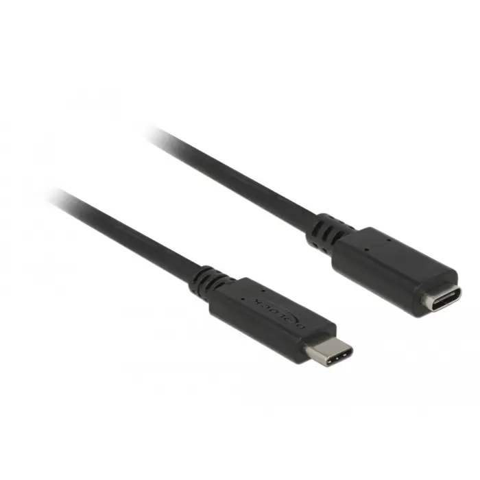 DeLOCK USB 3.2 Gen 1 extension cable, USB-C male > USB-C female (black, 0.5 meter, SuperSpeed)