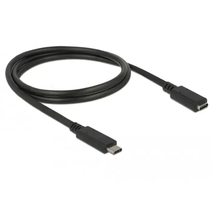 DeLOCK USB 3.2 Gen 1 extension cable, USB-C male > USB-C female (black, 1 meter, SuperSpeed)