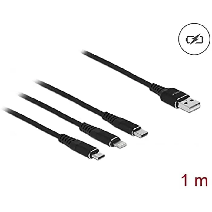 DeLOCK USB 3in1 Lightn. mUSB / USB-C 1m - 87155 black
