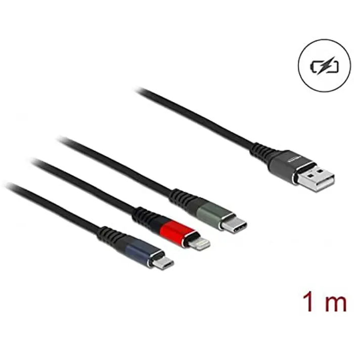 DeLOCK USB 3in1 Lightn. mUSB / USB-C 1m - 87277 3-colored