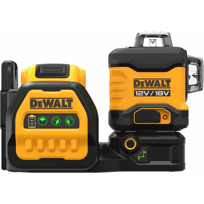 DEWALT battery-powered multi-line laser 3x360° DCE089D1G18-QW, 18 volts, cross line laser (black/yellow, with green laser lines)