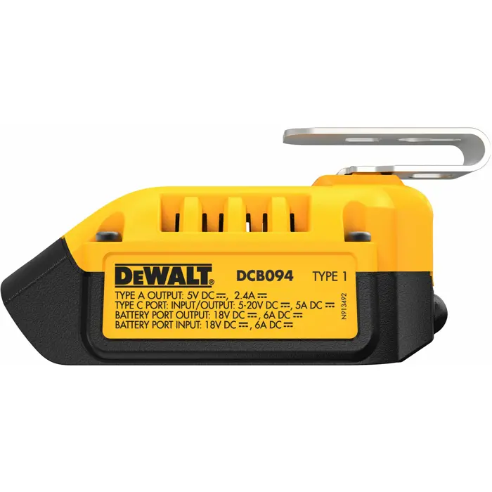 DEWALT Combination Charger DCB094K, with power bank function, black/yellow, for all 18 Volt XR and 54 Volt XR FLEXVOLT batteries