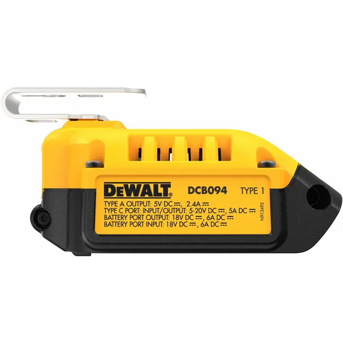 DEWALT Combination Charger DCB094K, with power bank function, black/yellow, for all 18 Volt XR and 54 Volt XR FLEXVOLT batteries