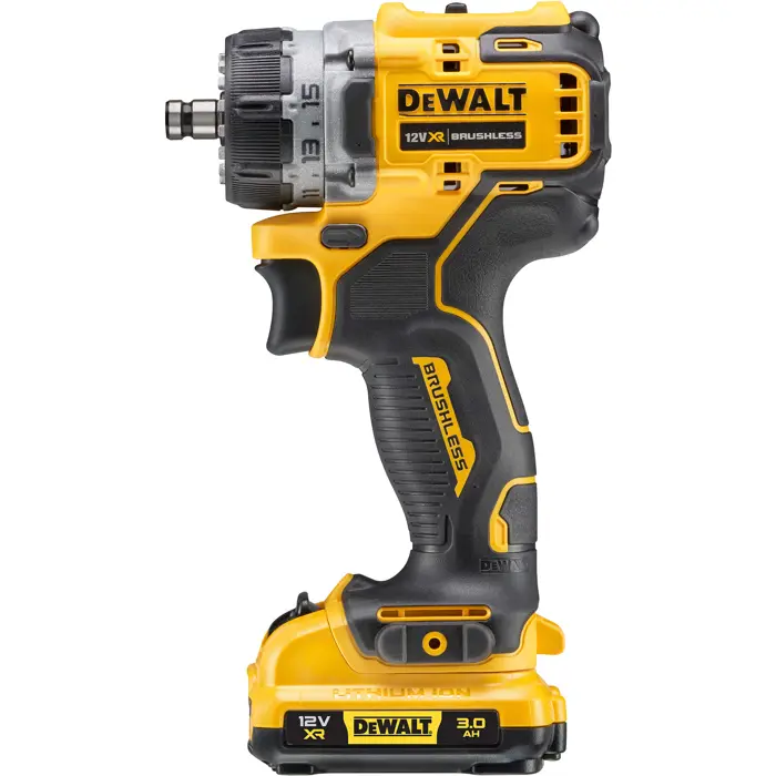 Dewalt cordless drill/screwdriver DCD703L2T, 12 volts (yellow/black, 2x Li-Ion XR battery 3Ah, 4 interchangeable heads)