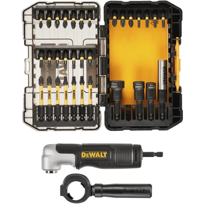 DEWALT FLEXTORQ bit set DT70782, 33 pieces, in McLaren design including angle attachment with base head and handle, in TOUGH CASE
