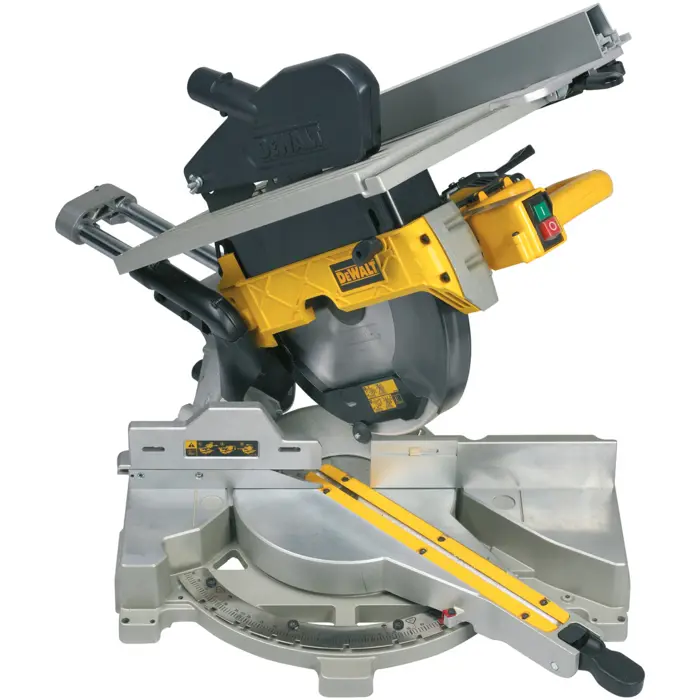 Dewalt panel and table saw D27112, 305mm, chop and miter saw (yellow/black, 1,600 watts, combination saw with table, chop and miter function)