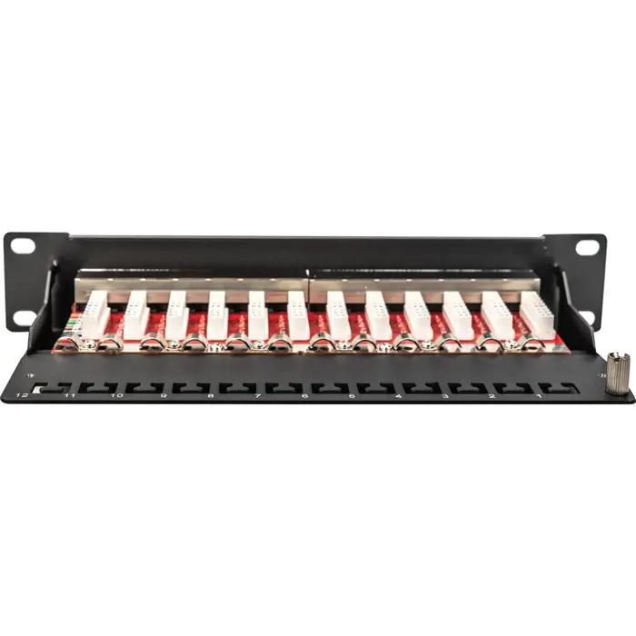 Digitus 10" patch panel DN-91612S-EA, 12-port, Cat.6a black, 1U, rack mount, shielded