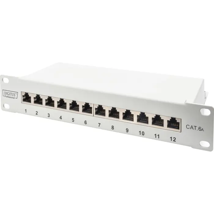 Digitus 10" patch panel DN-91612S-EA-G, 12-port, Cat.6a (gray, 1U, rack mount, shielded)