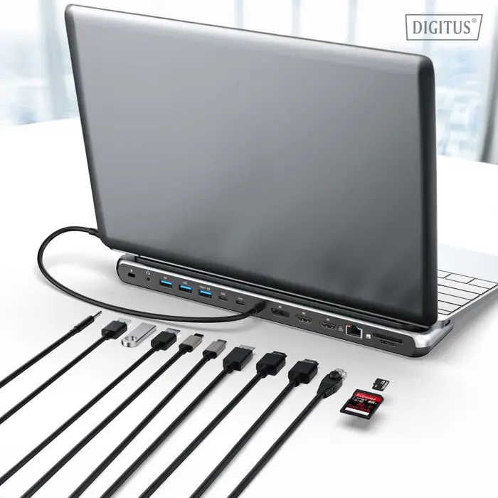 Digitus 12-Port USB-C 8K Docking Station (gray/black, USB-C, 8K)
