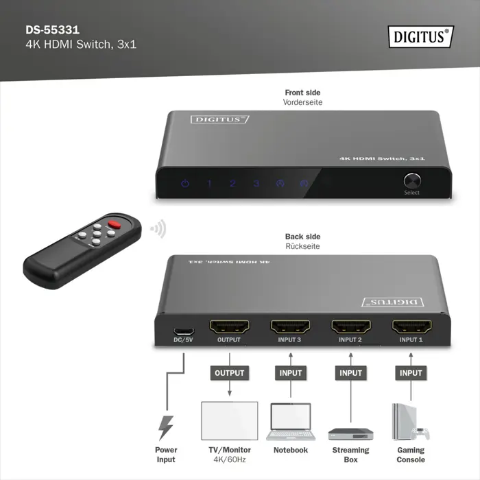 Digitus 4K HDMI Switch 3x1