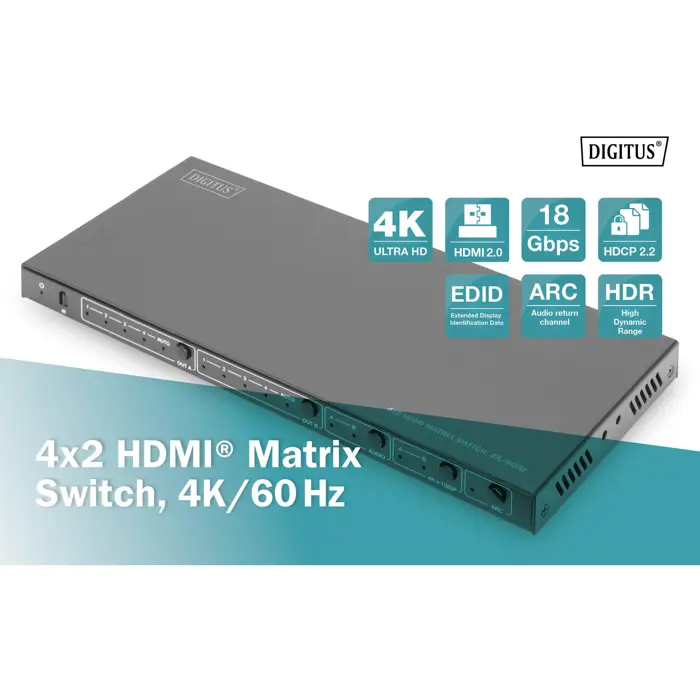 Digitus 4K HDMI Switch, 4x2 (gray, 4K/60Hz)
