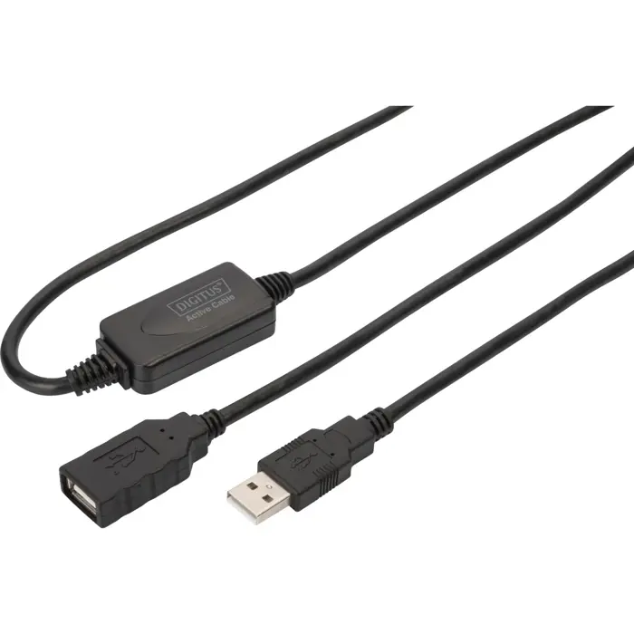 Digitus Active USB 2.0 extension cable, 15 meters (black, repeater cable)