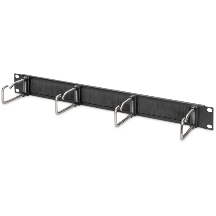 Digitus cable management panel with steel brackets and brush strip for 483 mm (19") cabinets (black, 1 U)