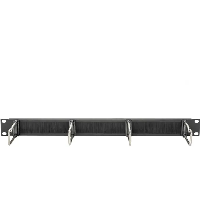Digitus cable management panel with steel brackets and brush strip for 483 mm (19") cabinets (black, 1 U)