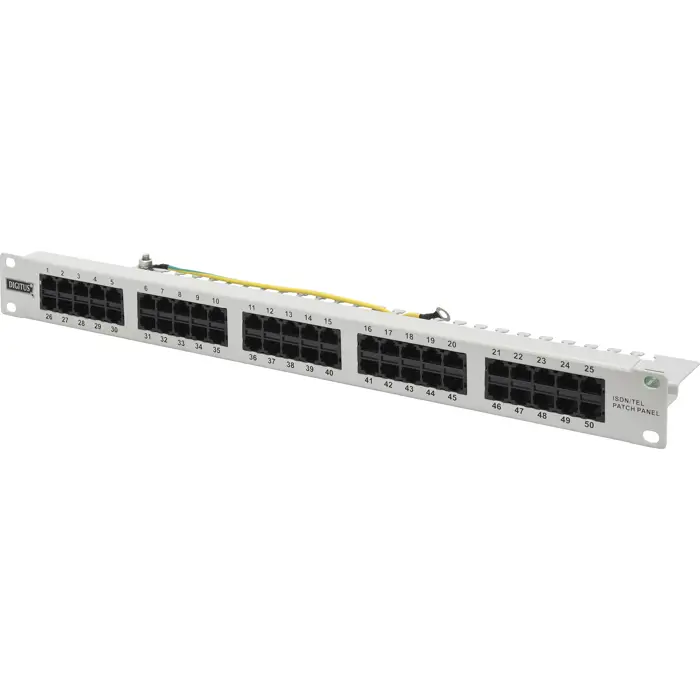 Digitus CAT 3 ISDN patch panel, unshielded, 50 port (gray, 1 U)