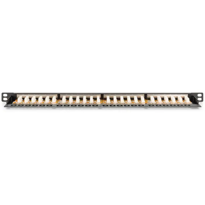 Digitus CAT 6A, Class E High Density Patch Panel, 24 Port (black, 0.5 U, shielded, 19" Rack Mount)