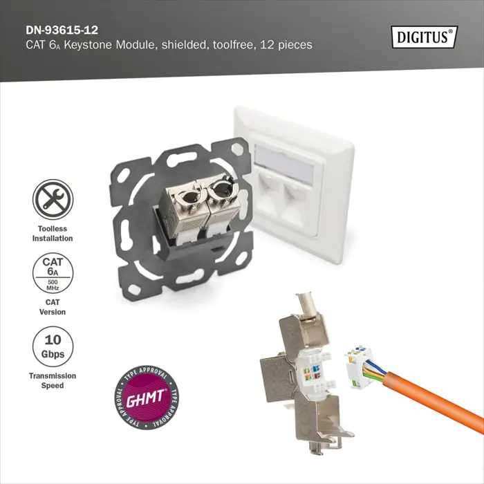 Digitus CAT 6A Keystone Module shielded tool-free 12 pieces.