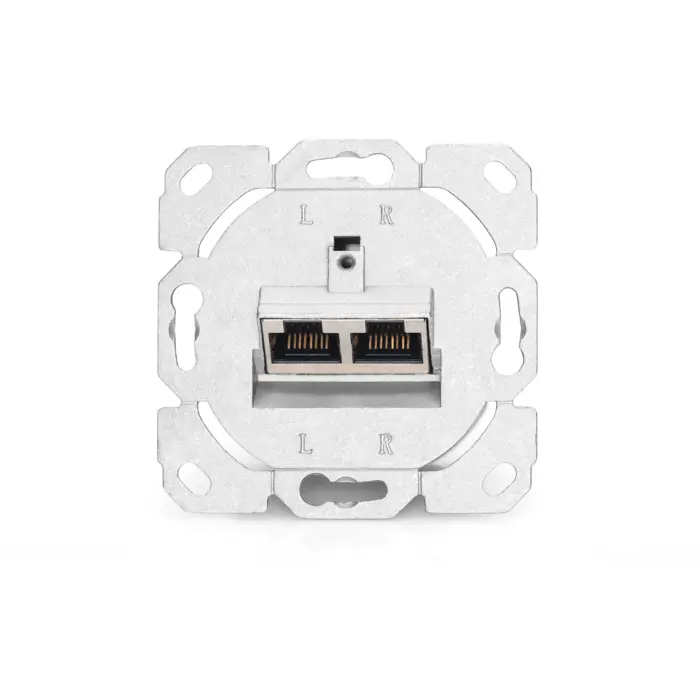 Digitus CAT.6A data connection socket, surface-mounted, shielded, 2x RJ-45 LSA (white, 5 pieces, class E)