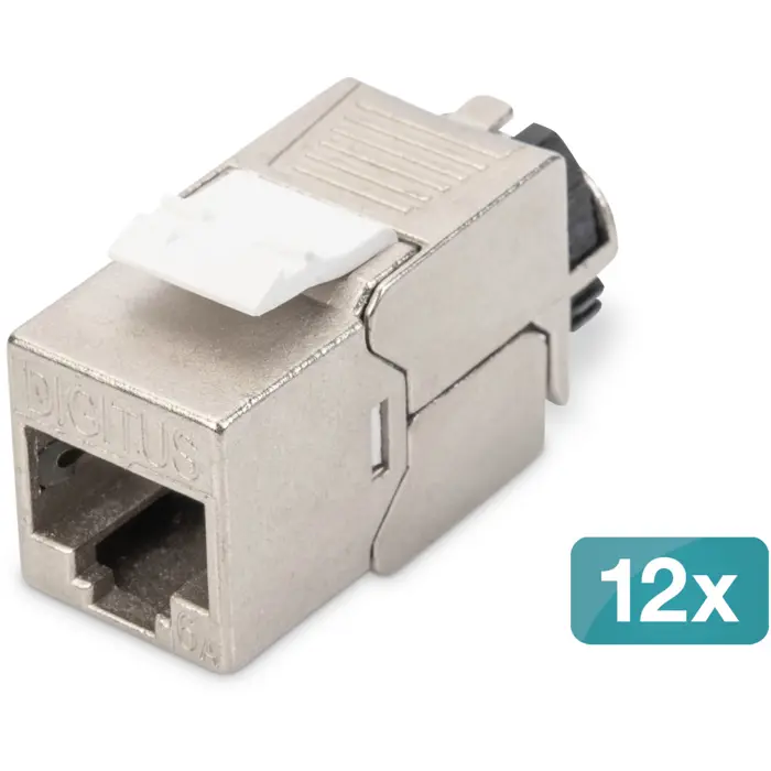 Digitus Cat.6a Keystone Module (silver, 12 pieces, with intelligent cable manager)