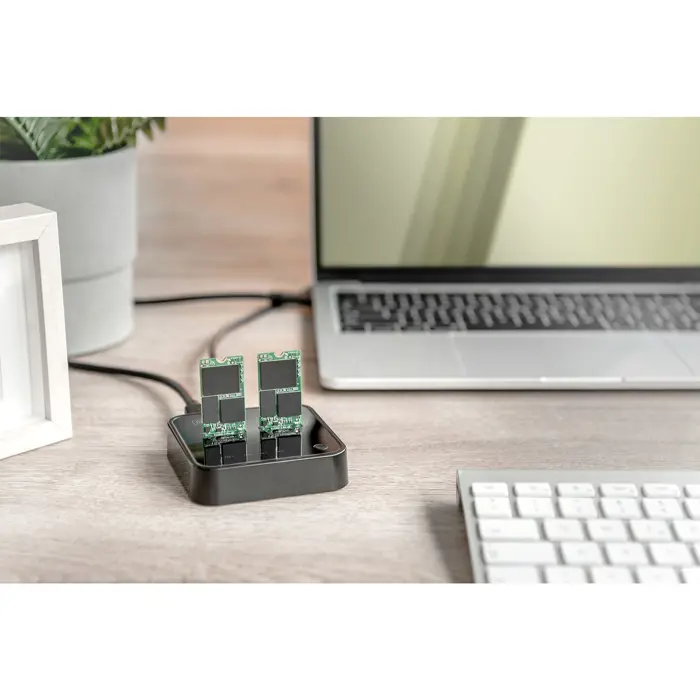 Digitus Dual M.2 NVM SSD Docking Station, docking station (black, USB-C, M2 SSD)