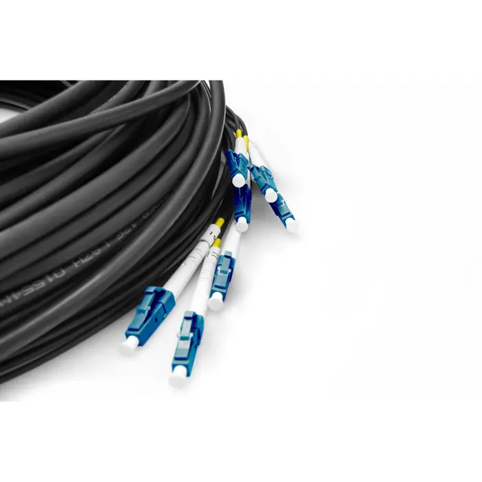 Digitus fiber optic universal breakout cable, duplex, LC/UPC connector, single mode OS2 (black, 30 meters, pre-assembled)