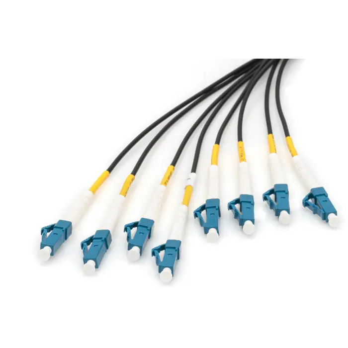 Digitus fiber optic universal breakout cable, duplex, LC/UPC connector, single mode OS2 (black, 50 meters, pre-assembled)