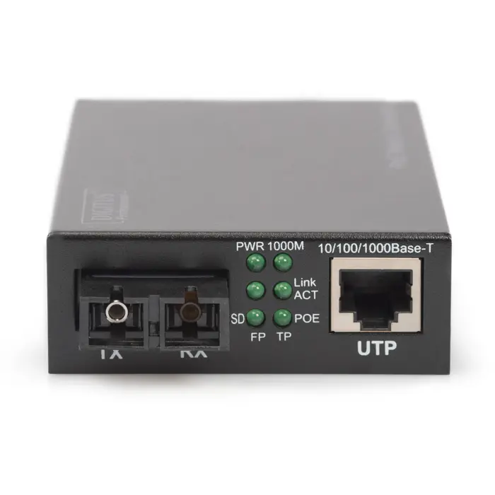 Digitus Gigabit PoE media converter, RJ45 / SC, SM