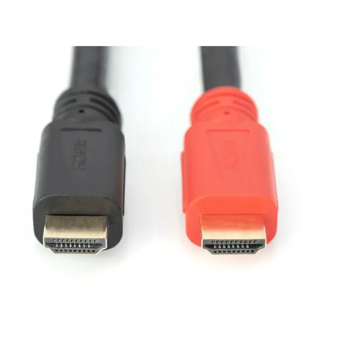Digitus HDMI High Speed connection cable, with Ethernet, UHD 4K (black/red, 10 meters, with signal amplifier)