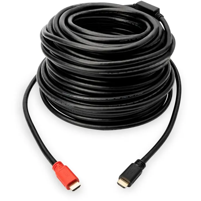 Digitus HDMI High Speed connection cable, with Ethernet, UHD 4K (black/red, 10 meters, with signal amplifier)