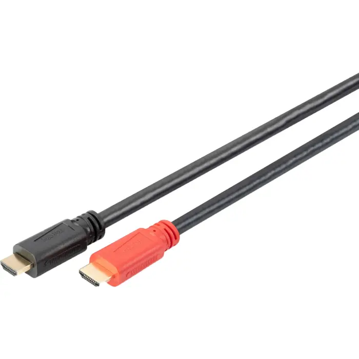 Digitus HDMI High Speed connection cable, with Ethernet, UHD 4K (black/red, 10 meters, with signal amplifier)