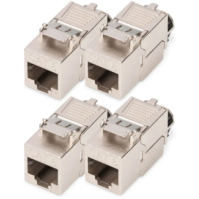 Digitus Keystone module Cat. 8.1, shielded, 4 pieces (silver, tool-free mounting connection)