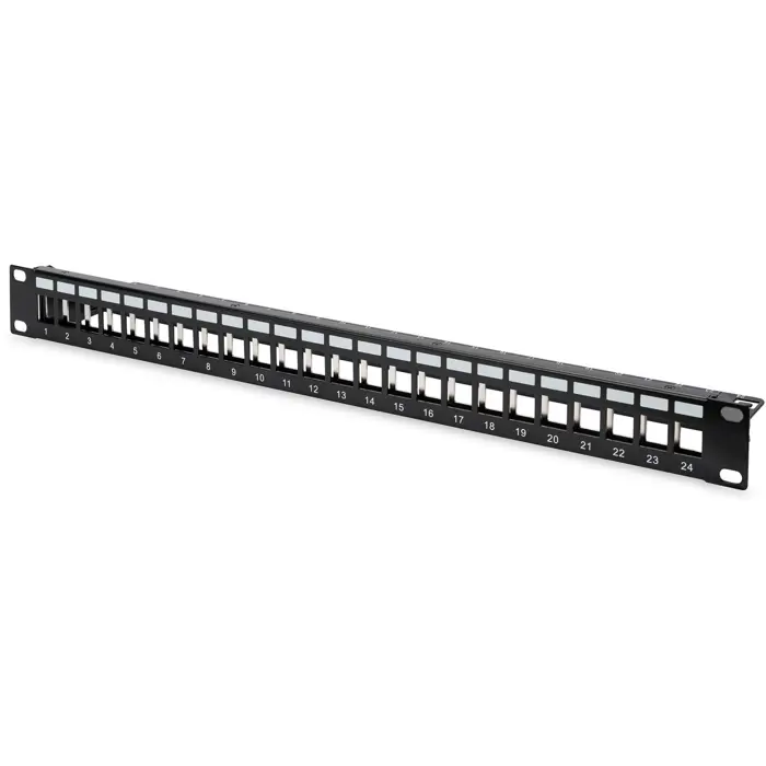 Digitus modular patch panel, 24-port, equipped with 24x DN-93615 (black, 1 U, rack mount, shielded)