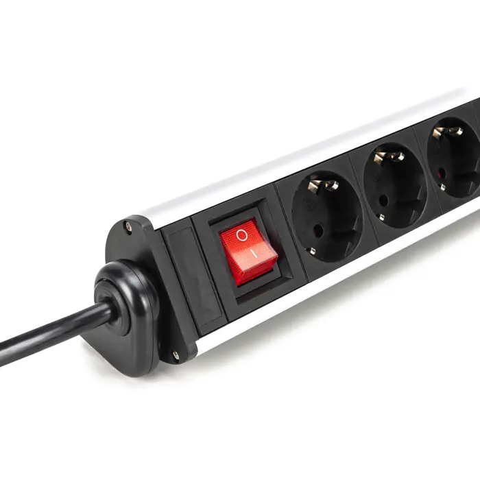 Digitus Office power strip 6-way, 3x USB silver/black, 1.5 meter cable, switch