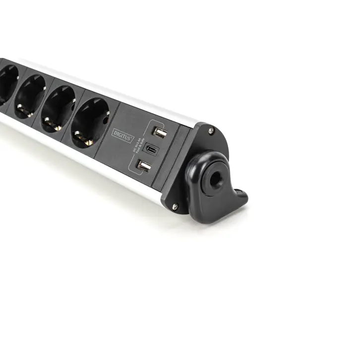 Digitus Office power strip 6-way, 3x USB silver/black, 1.5 meter cable, switch