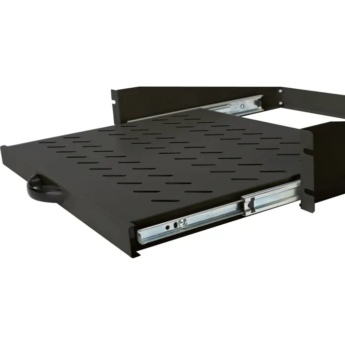 Digitus pull-out shelf for permanent installation in 483 mm (19") cabinets, black, 2 height units