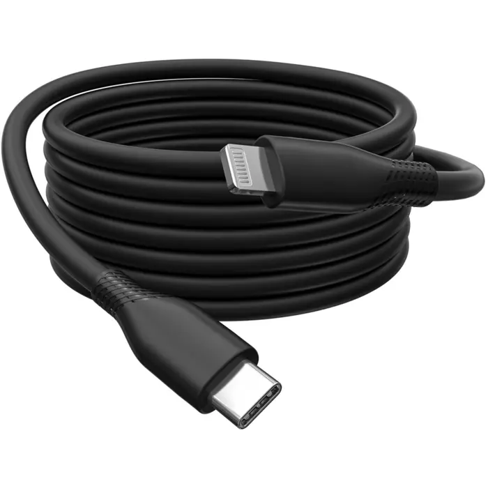Digitus USB 2.0 silicone cable USB-C > Lightning, MFI certified (black, 1 meter, PD 2.0, charging with up to 60 watts)