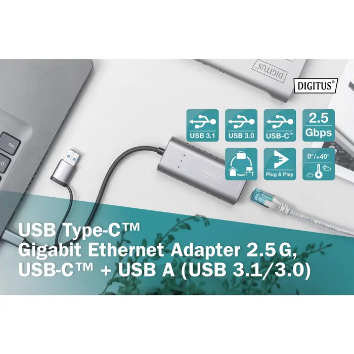 Digitus USB-C 3.0 Gigabit Adapter - USB3.0 / USB C 3.1