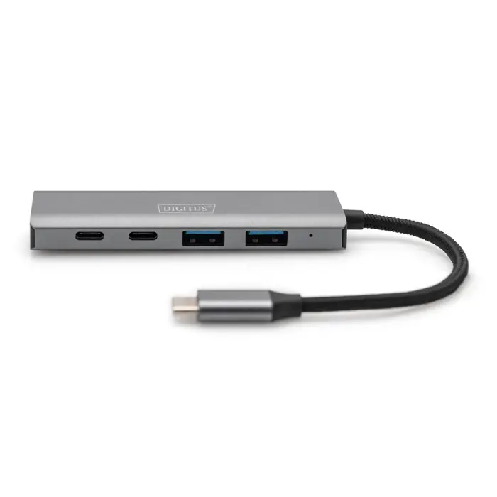 DIGITUS USB-C 4 Port HUB dunkelgrau 2x
