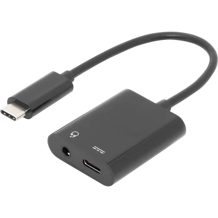 Digitus USB-C adapter to USB-C + 3.5mm jack (black)