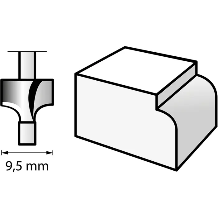 Dremel HSS rounding cutter with starting point Ø 9.5mm (612) (1 piece, shaft Ø 3.2mm)