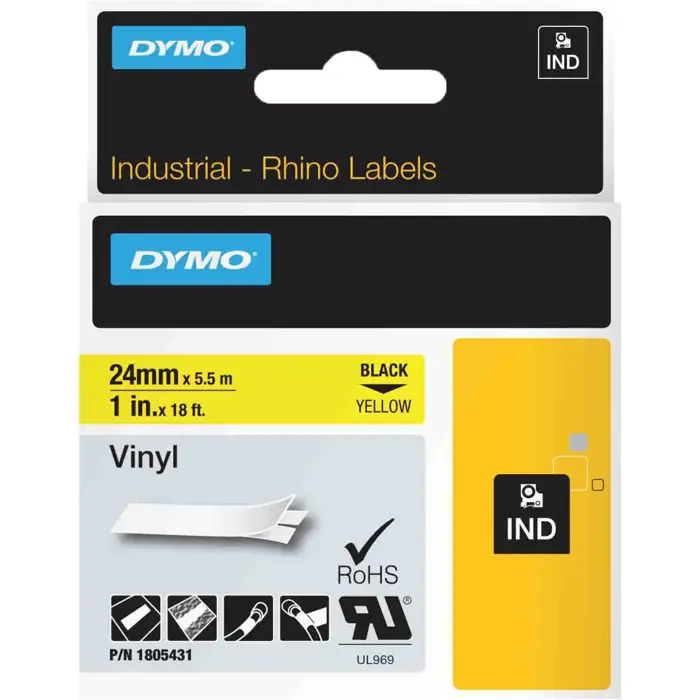 Dymo Rhino vinyl tape 1805431 (24 mm, black on yellow)