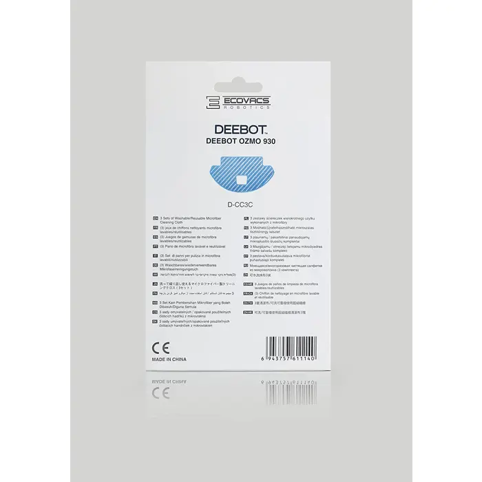 Ecovacs Cleaning cloths D-CC3C, wiper cover (3 pieces, for DEEBOT OZMO 930, Pro 930)