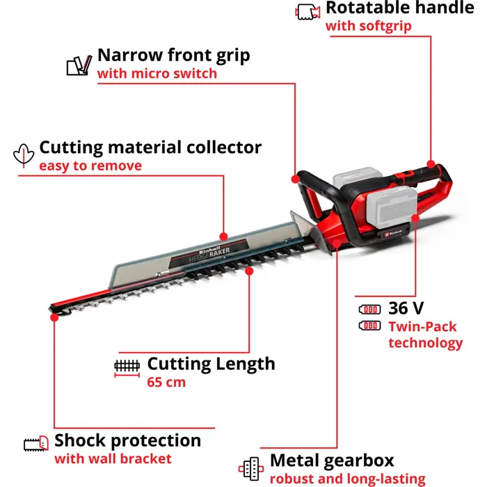 Einhell battery hedge trimmer GE-CH 36/65 Li-Solo - 3410960