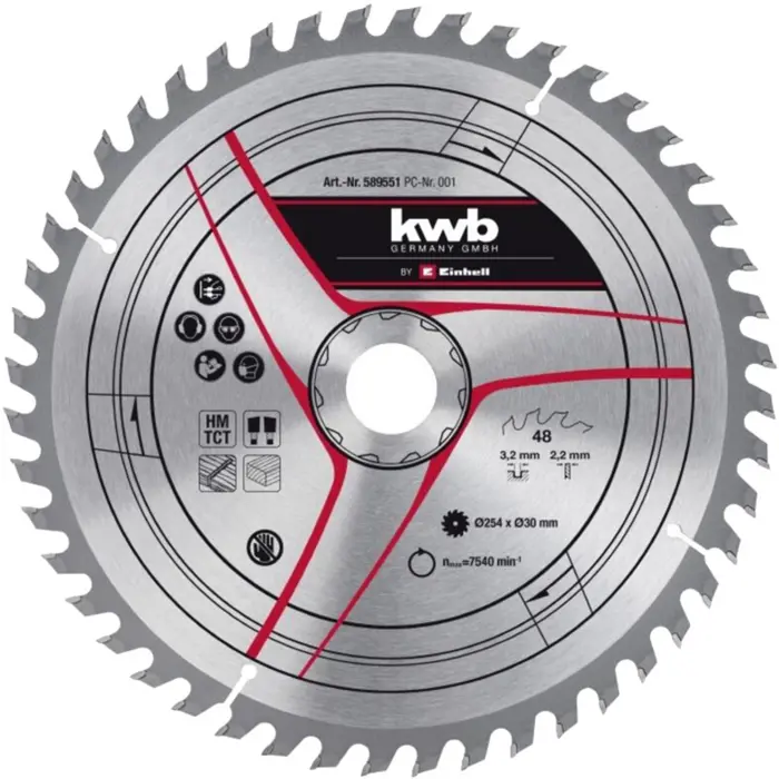 EINHELL circular saw blade HM, O 254 x 30mm, 3.2mm, 48Z for sliding crosscut and miter saws, table saws