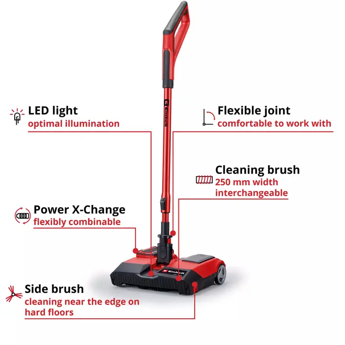 EINHELL Cordless Broom TE-FS 18 Li-Solo, Upright Vacuum Cleaner red/black, without battery and charger