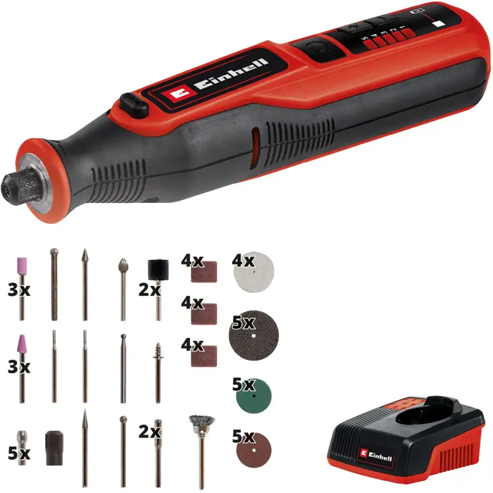 Einhell cordless grinding and engraving tool TE-MT 7.2 Li, straight grinder (red/black, Li-Ion battery 1.5Ah)