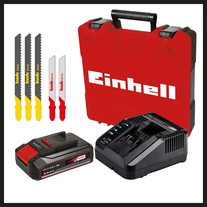Einhell cordless jigsaw TC-JS 18 Li (red/black, Li-ion battery 2.5Ah, E-Box Basic case)