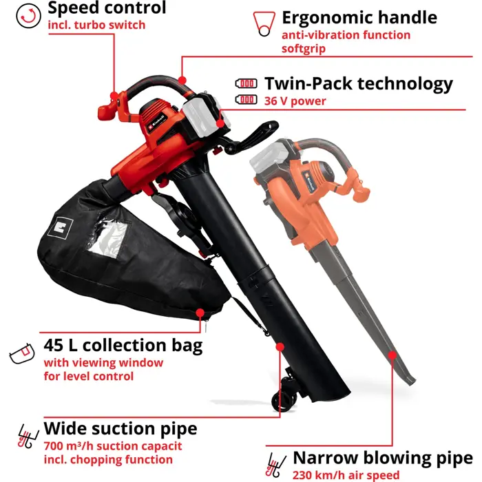 Einhell cordless leaf vacuum GE-CL 36/230 - 3433630 Li E -Solo