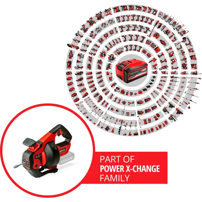 Einhell cordless pipe cleaning device TE-DA 18/760 Li-Solo (red/black, without battery and charger)