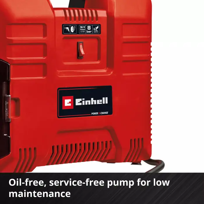 EINHELL Cordless Portable Compressor TE-AC 36/8 Li OF Set - Solo, 36Volt (2x18V) red, without battery and charger